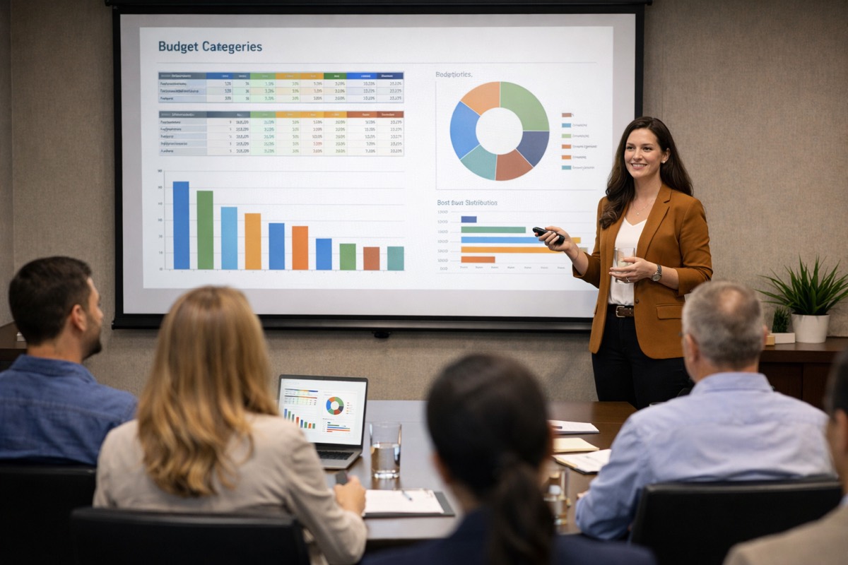 tableau de budget événement B2B avec catégories de coûts et suivi des dépenses