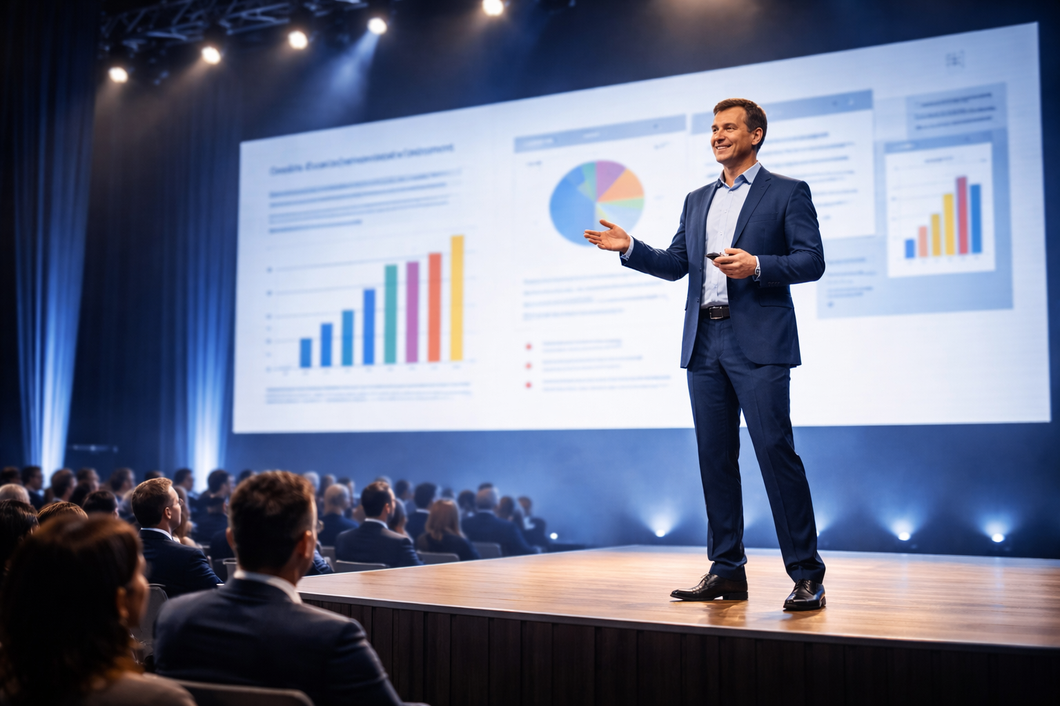 Conference team using speaker management software to review sessions and collect speaker details