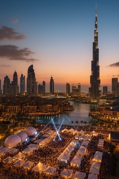 Dubai event registration technology - Burj Khalifa and outdoor event