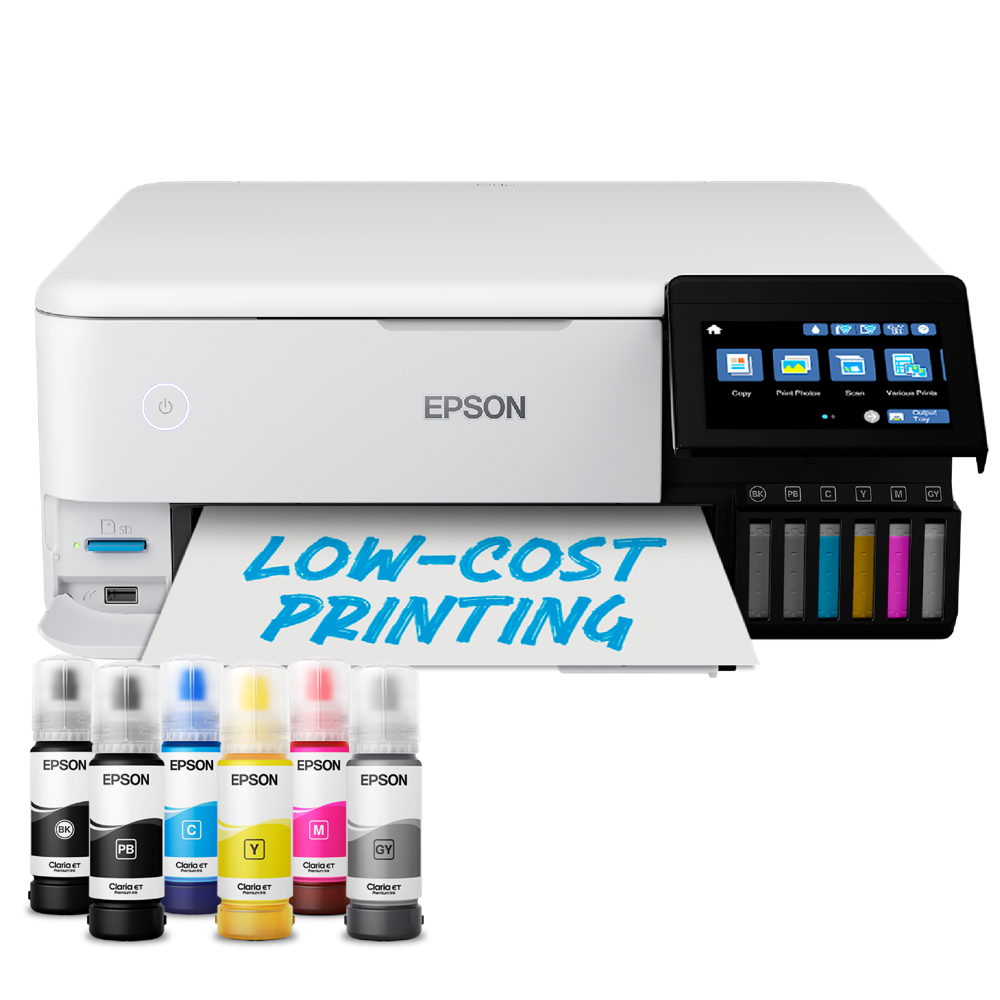 Epson EcoTank L8160 colour printer with ink bottles